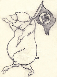 Karikatur von Mitgliedern der Luxemburger Wider&shy;stands&shy;gruppe ALWERAJE, Quelle: Sammlung des General Patton Memorial Museum Ettelbruck, Luxemburg